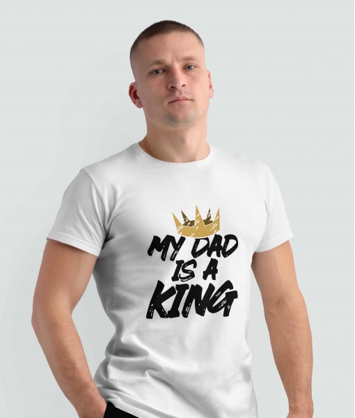 Мъжка тениска с щампа Текст и надписи My dad is a King - TShirtArtShop.com